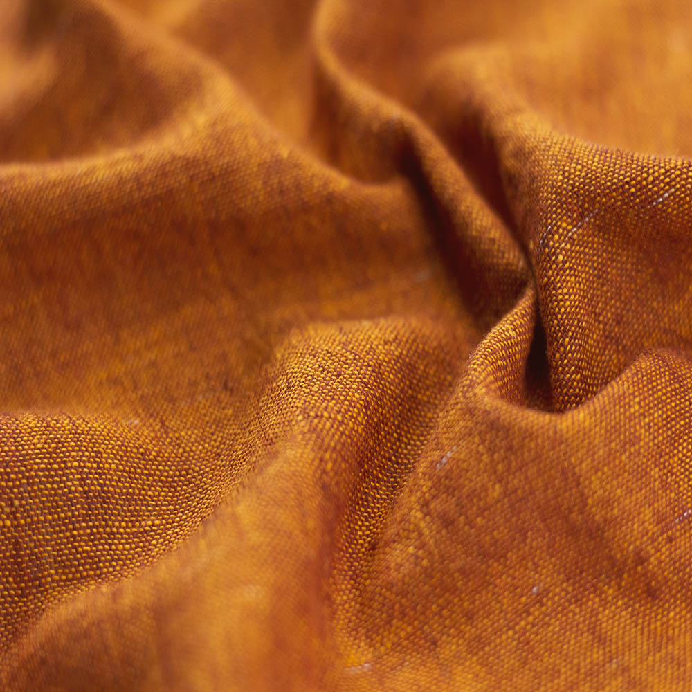 Cross Colour Orange Khadi 122 GSM Fabric - Handspun & Handwoven