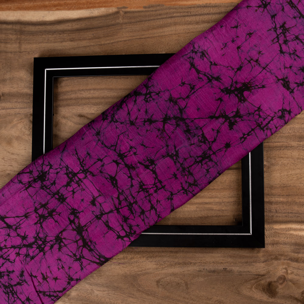 Abstract Purple Black Batik Mulberry Silk 40 GSM Fabric