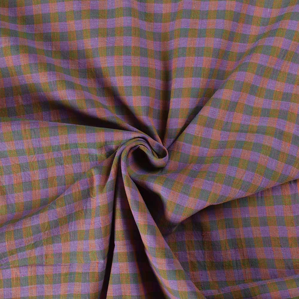 Check Cross Color Pure Khadi 127 GSM Handwoven Fabric