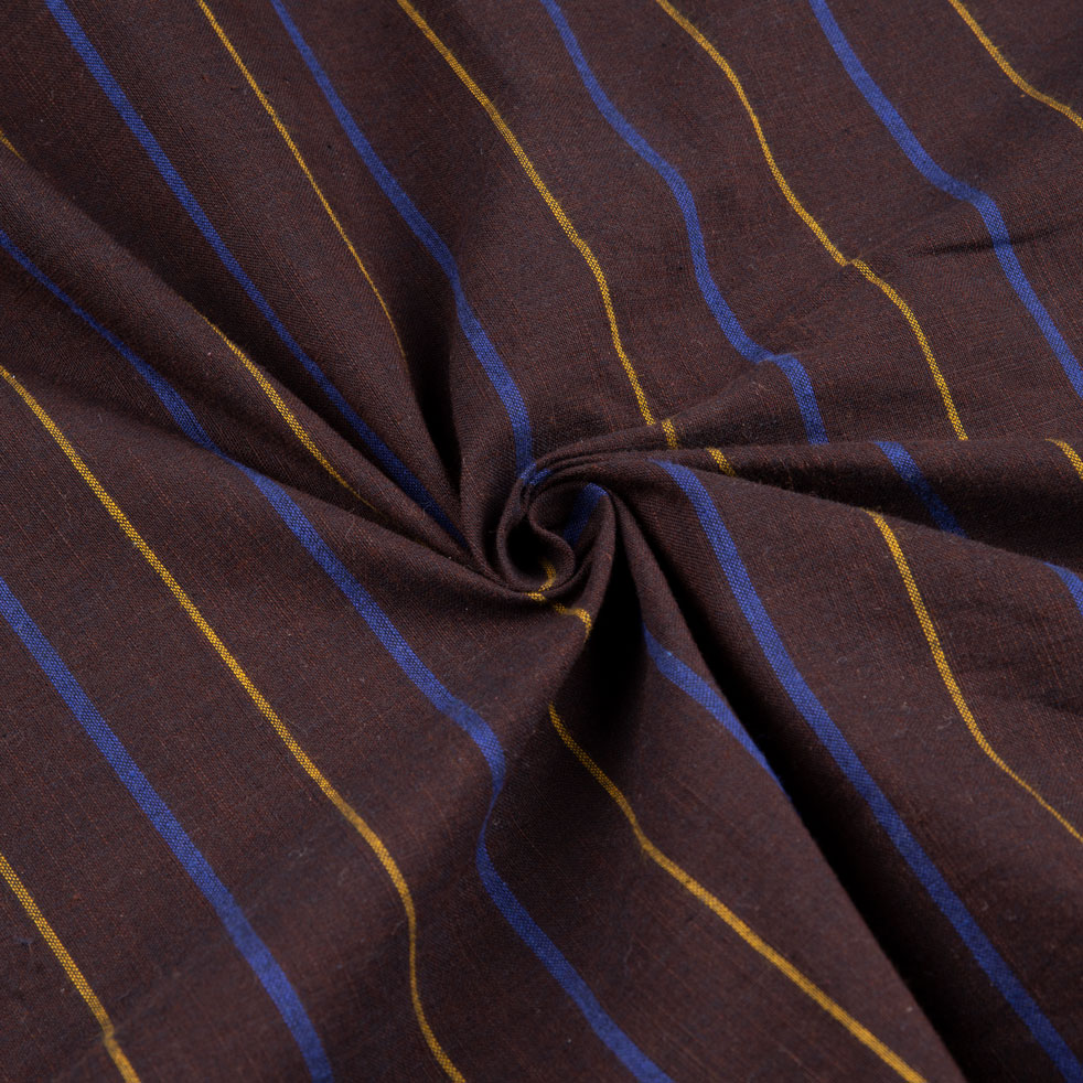 Pinstripe Brown Pure Cotton 101 GSM Handwoven Fabric