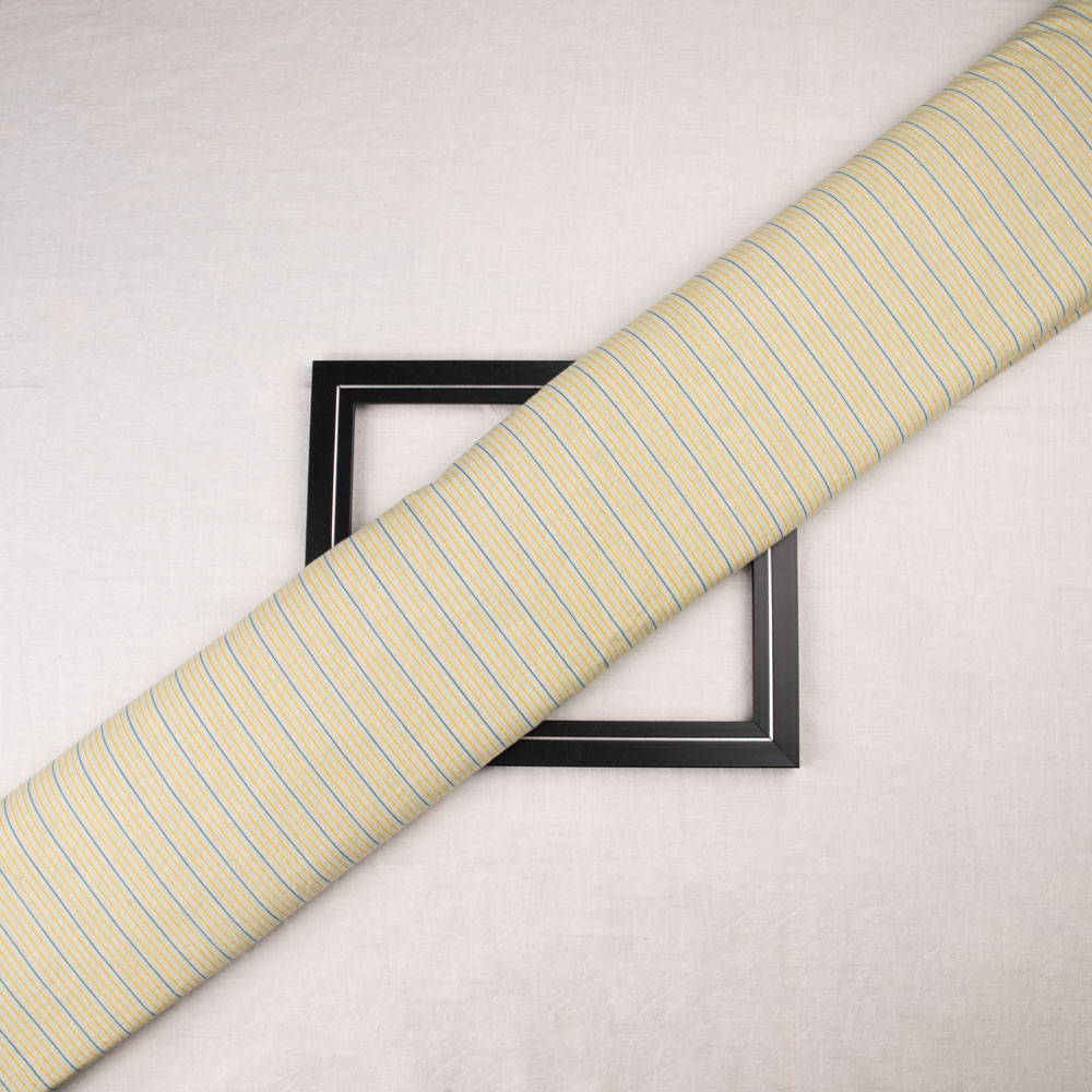 Pinstripe Yellow Pure Cotton 90 GSM Handwoven Fabric