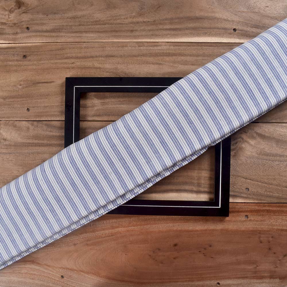 Stripe Blue & White Pure Cotton 124 GSM Handwoven Fabric