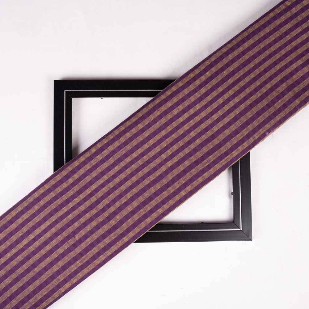 Stripe Purple & Brown Pure Cotton 84 GSM Handwoven Fabric