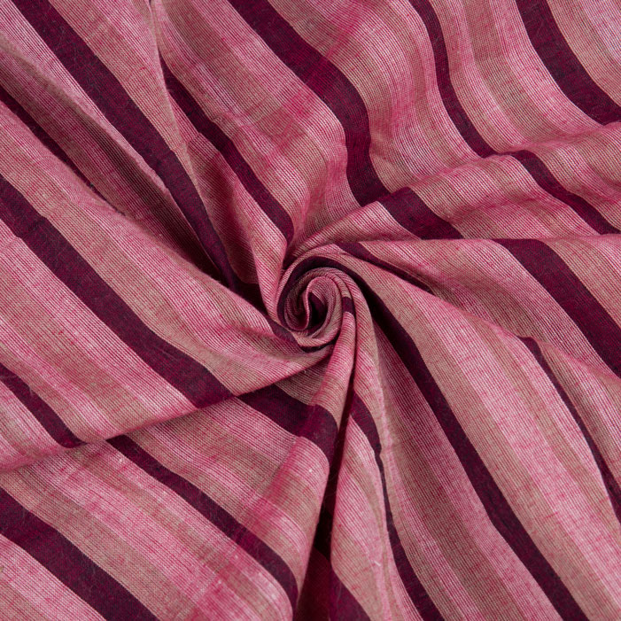 Stripe Maroon Pure Cotton 60 GSM Handwoven Fabric