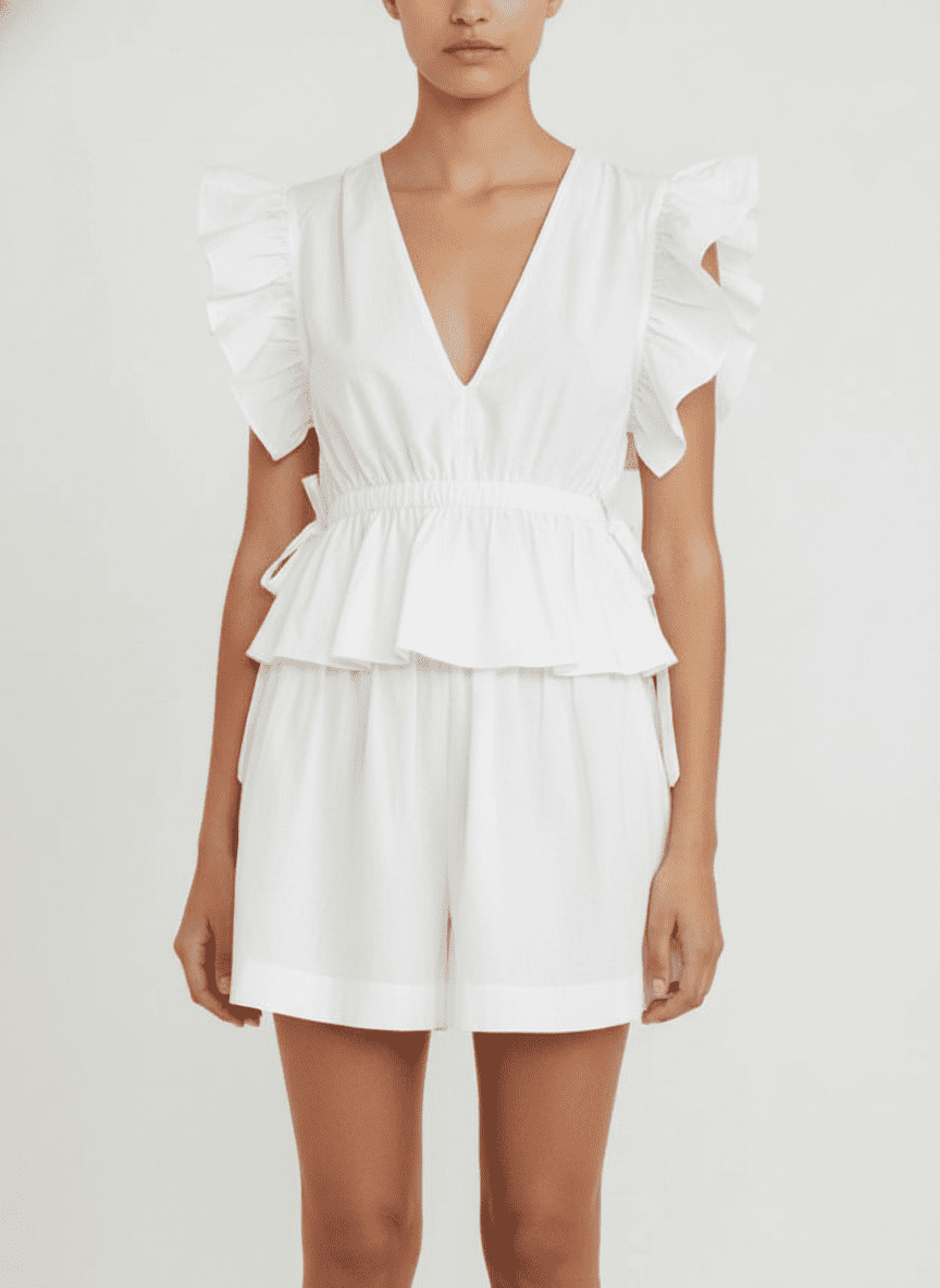 Ruffled & Gathered Top & Shorts Co-ord Set