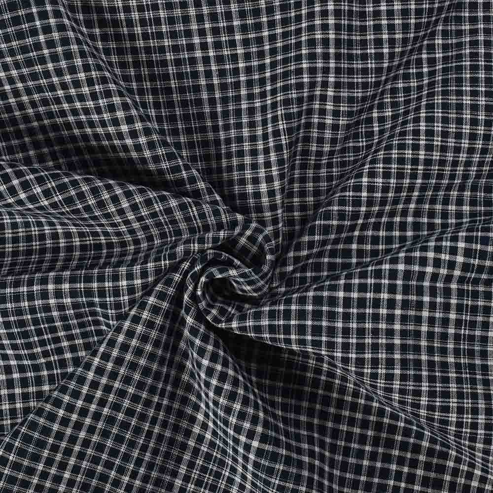 Check Black White Yarn Tie Dye Pure Cotton 110 GSM Handwoven Fabric