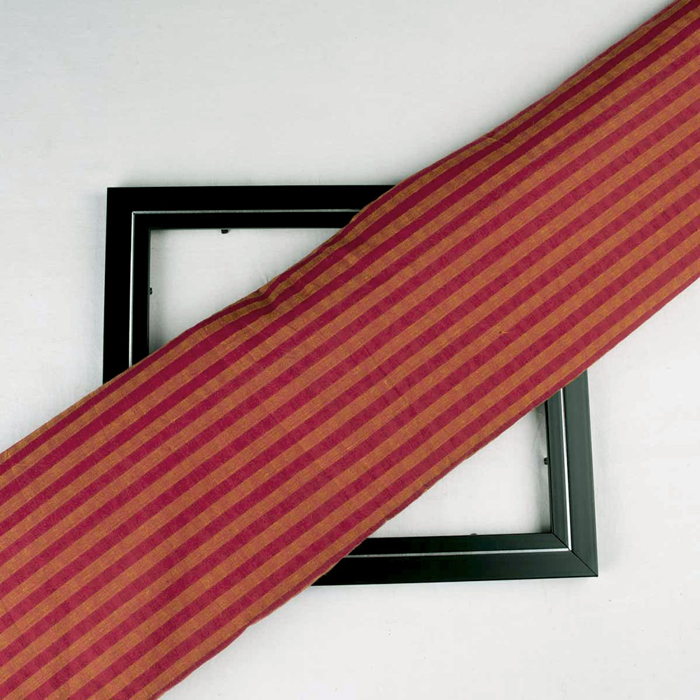 STRIPE YELLOW RED PURE COTTON 87 GSM HANDWOVEN FABRIC