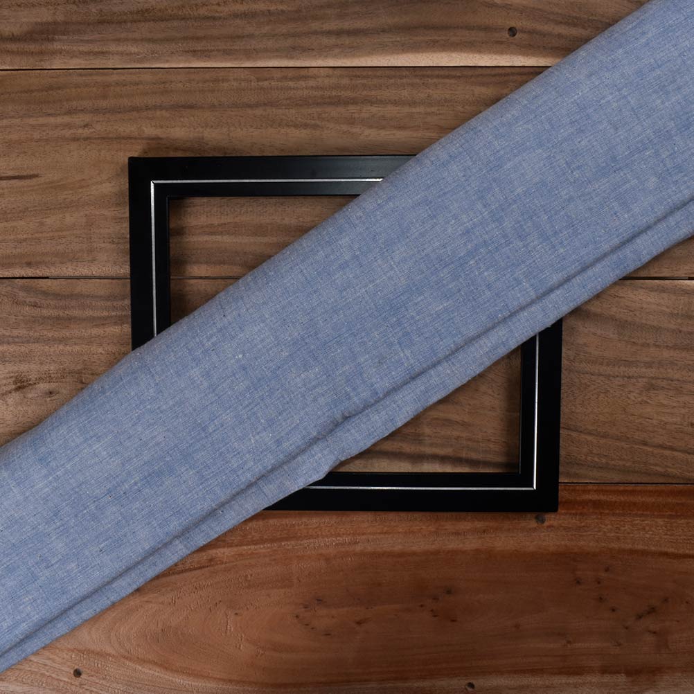 Chambray Blue Khadi Cotton 115 GSM Handwoven Fabric