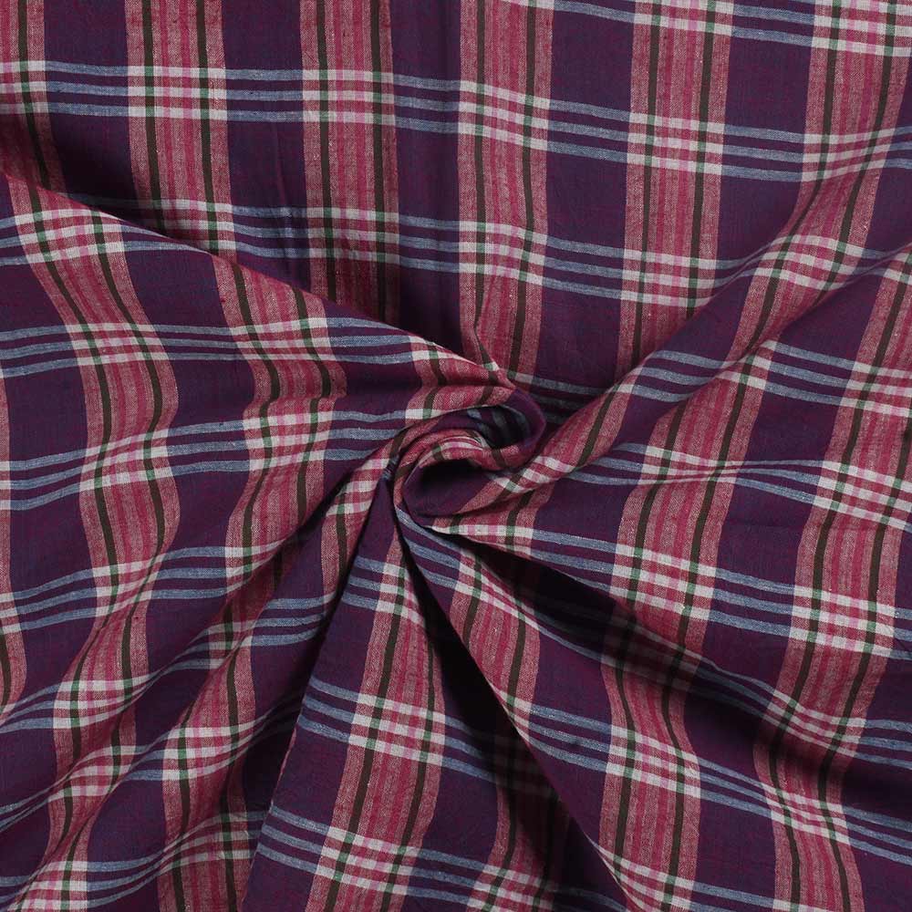 Check Multicolor Pure Cotton 72 GSM Handwoven Fabric