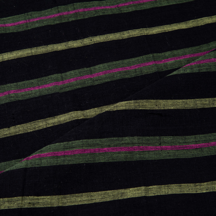 STRIPE BLACK PURE COTTON 90 GSM HANDWOVEN FABRIC
