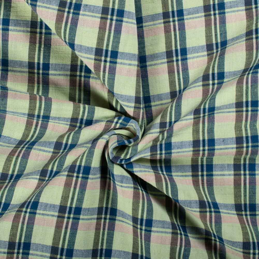 Check Multicolour Cotton Khadi 140 GSM Handwoven Fabric 756