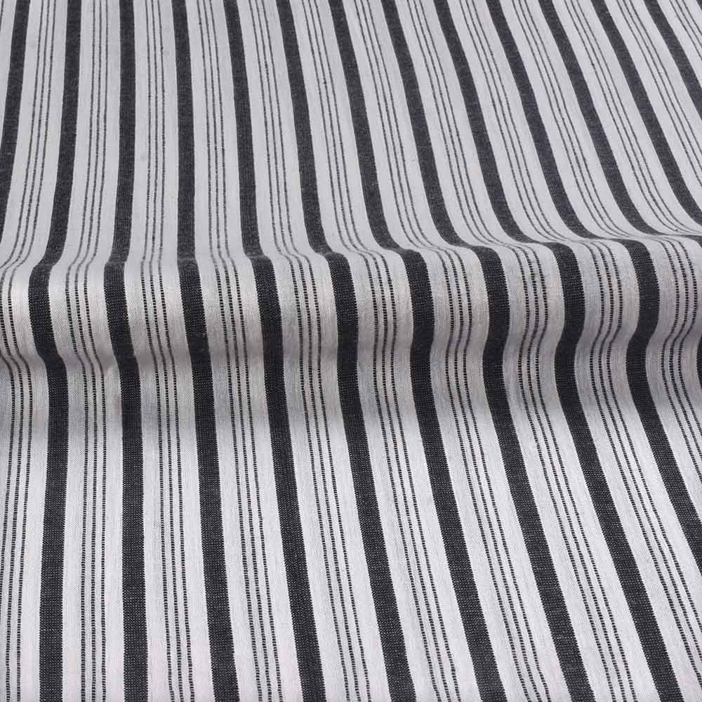 STRIPE BLACK & WHITE PURE COTTON 85 GSM HANDWOVEN FABRIC H