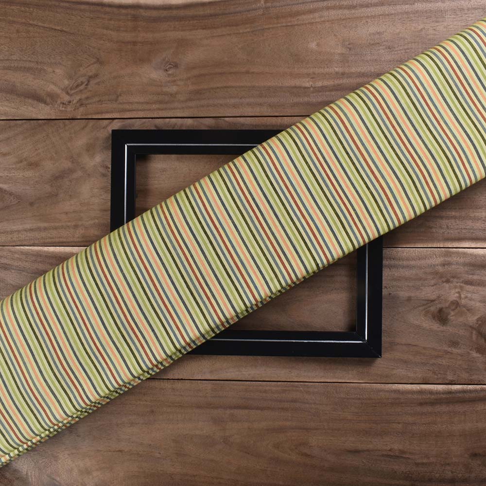 Stripe Multicolor Pure Cotton 85 GSM Handwoven Fabric