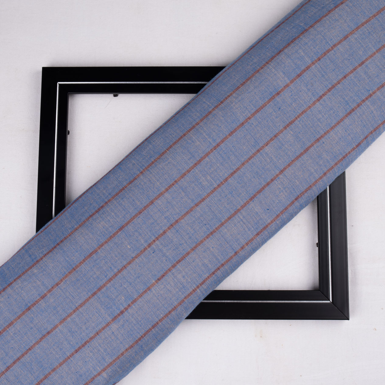 Stripe Blue & Brown Pure Cotton 90 GSM Handwoven Fabric