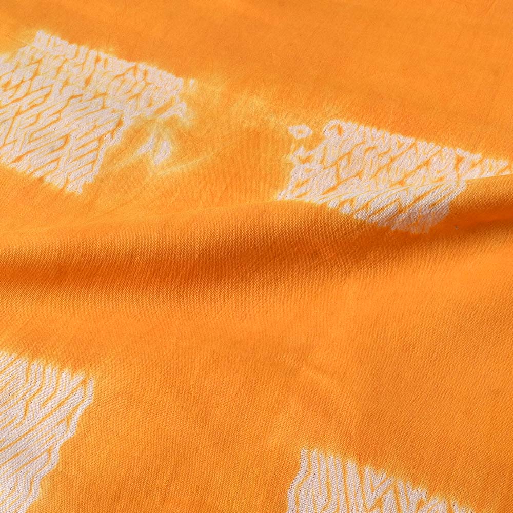 ABSTRACT YELLOW SHIBORI 90 GSM MERCERISED COTTON FABRIC