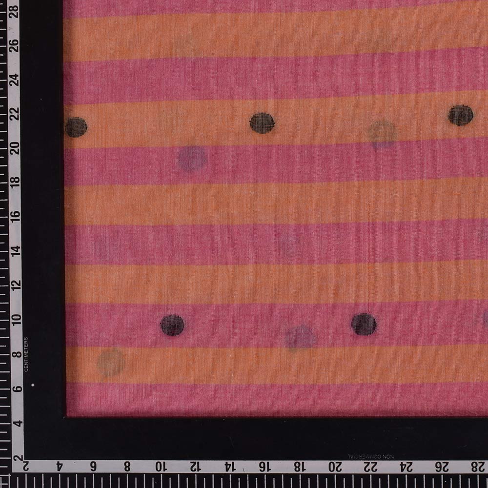 POLKA DOT STRIPE ORANGE RED JAMDANI PURE COTTON 60 GSM HANDWOVEN FABRIC