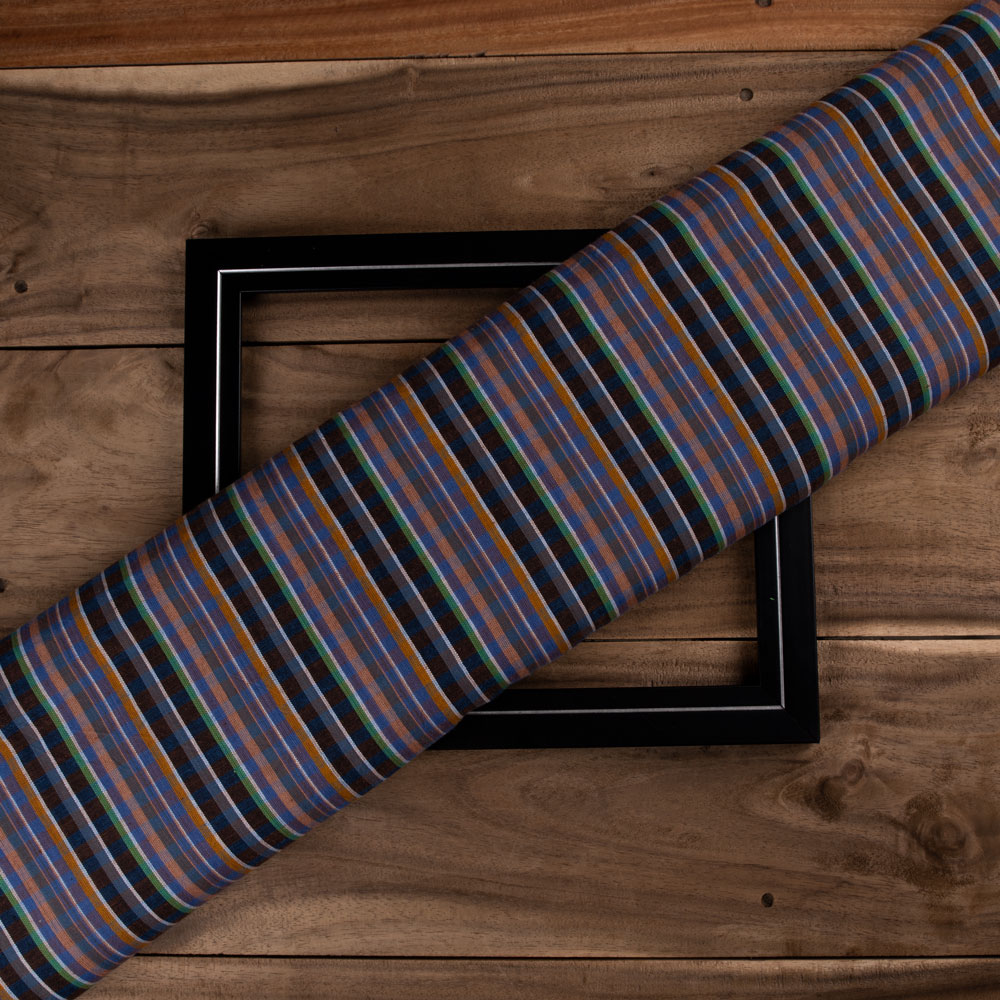 Check Multicolour Pure Cotton 100 GSM Handwoven Fabric