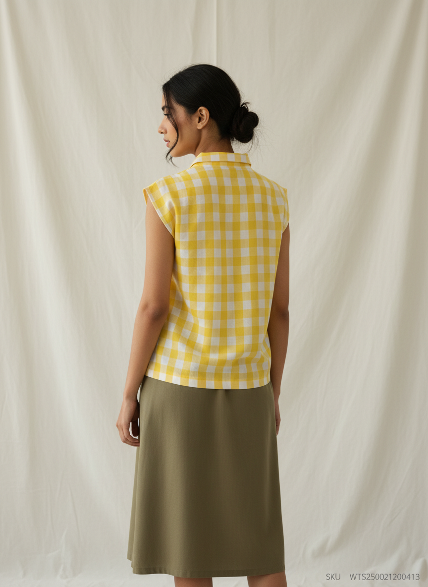 Shirt Collar V-Neck Top
