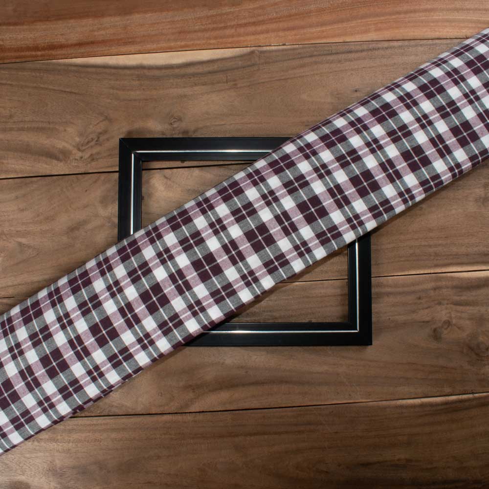 Check Red Black and White Pure Cotton 100 GSM Handwoven Fabric
