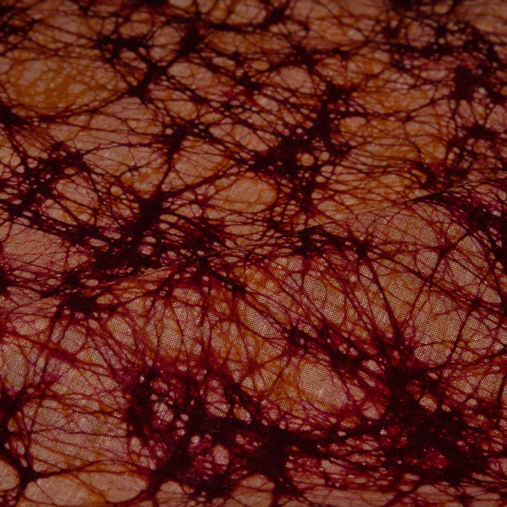 ABSTRACT PEACH BATIK COTTON KHADI 112 GSM FABRIC - HAND PRINTED
