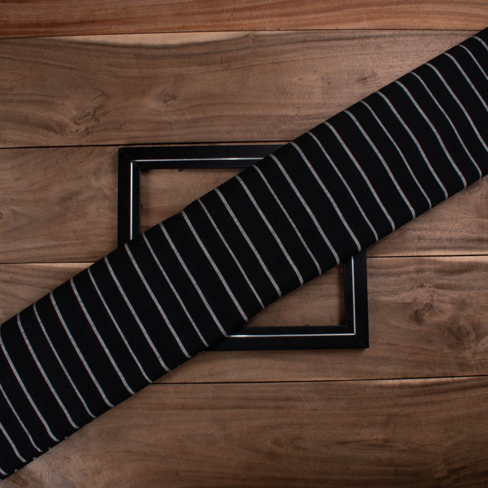 Stripe Black White Pure Cotton 105 gsm Handwoven Fabric