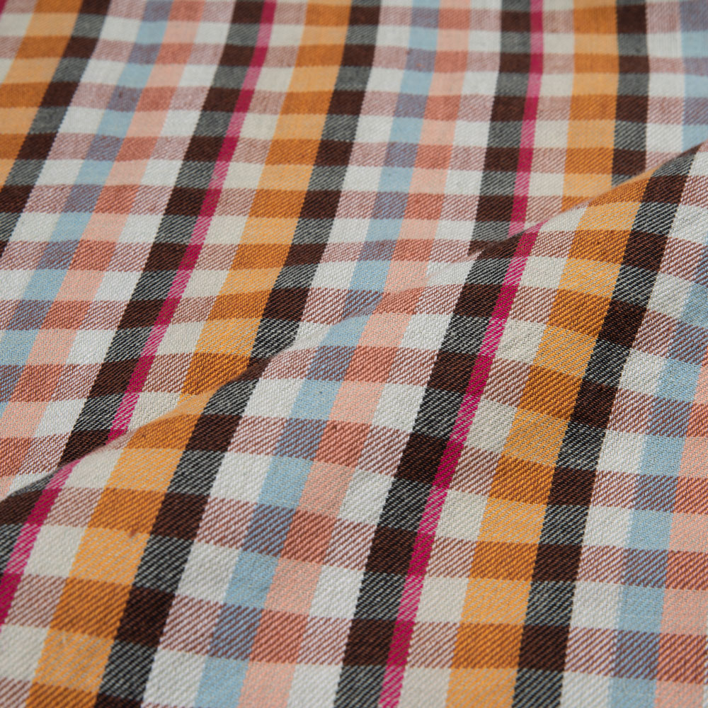 CHECK TWILL MULTI COLOUR PURE COTTON 115 GSM HANDWOVEN FABRIC