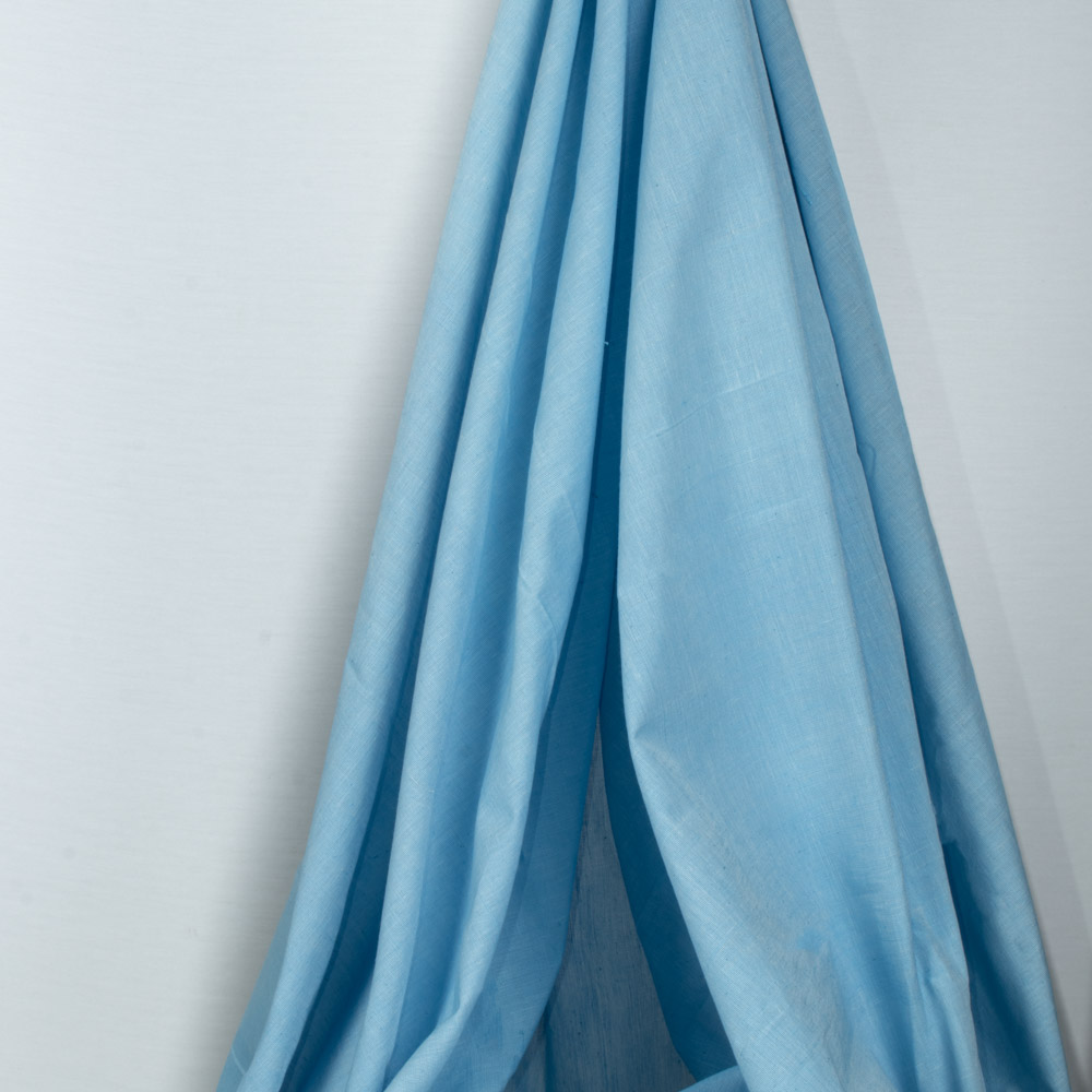 Chambray Blue Khadi Cotton 125 GSM Handwoven Fabric