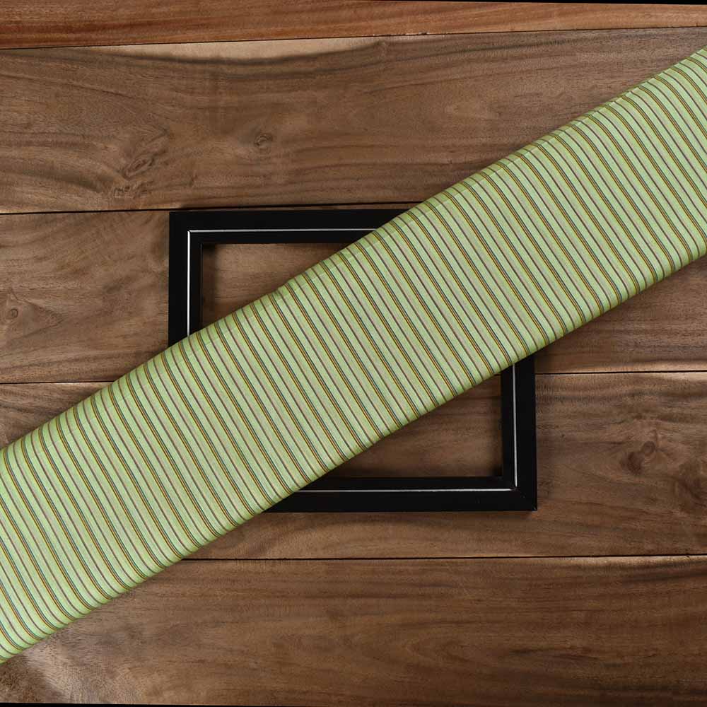 Stripe Light Green Pure Cotton 83 GSM Handwoven Fabric