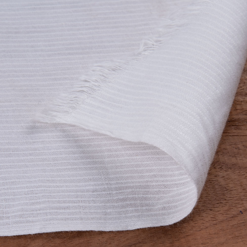 White Stripe Cotton 77 GSM Fabric - Bleached White & Dyeable