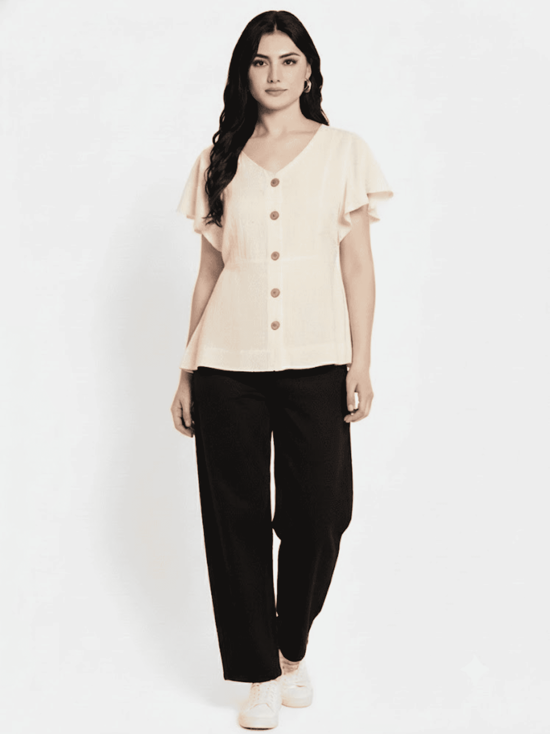 Flared Sleeves Peplum Top
