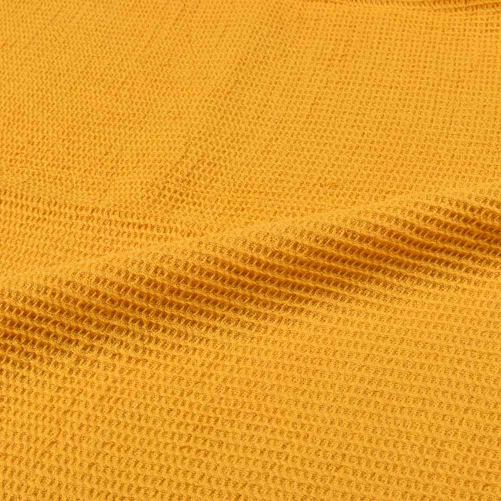 MUSTARD HONEYCOMB WEAVE PURE COTTON 122 GSM HANDWOVEN FABRIC 56