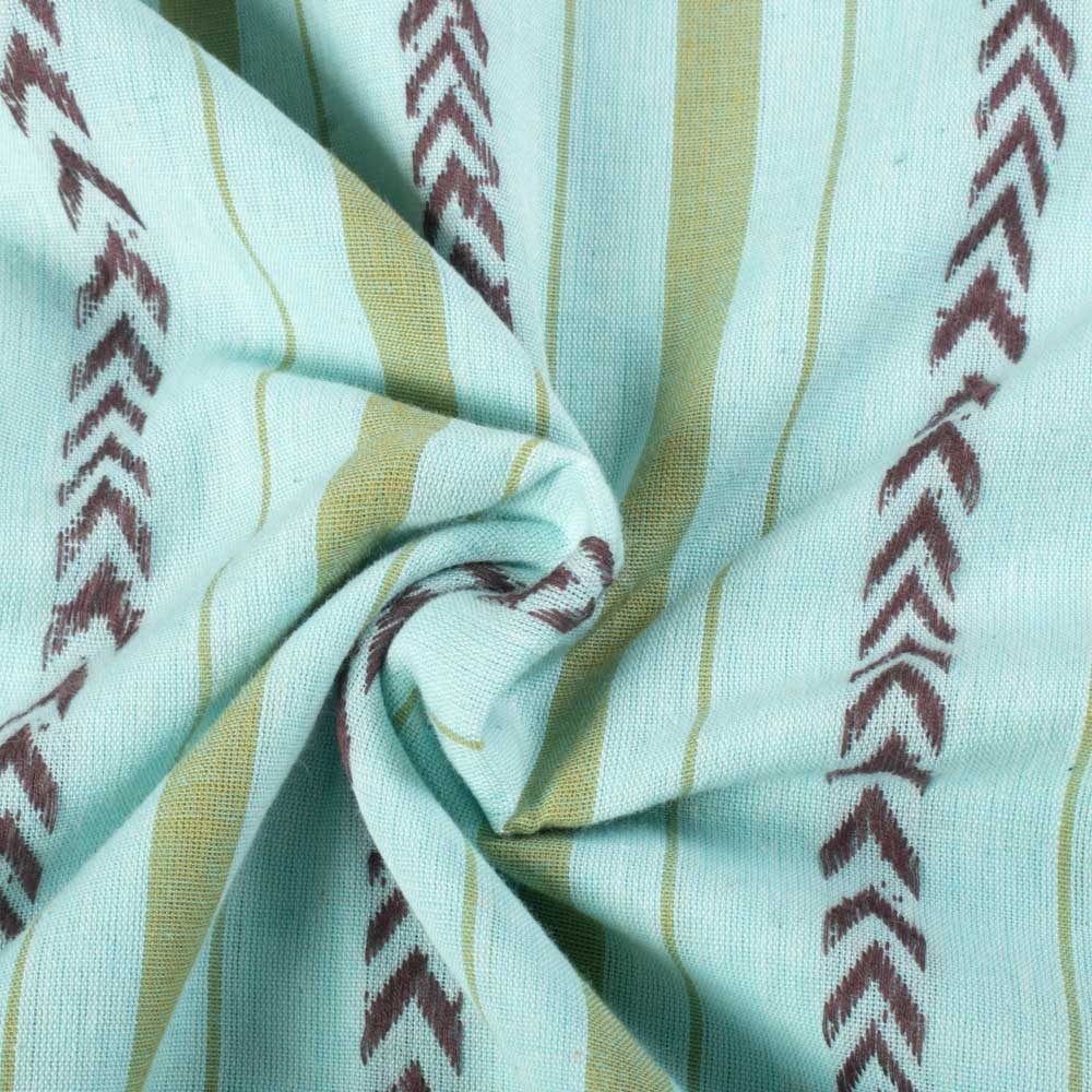 Sea Green Maroon Extra Warp 100 GSM Pure Cotton Jacquard Fabric