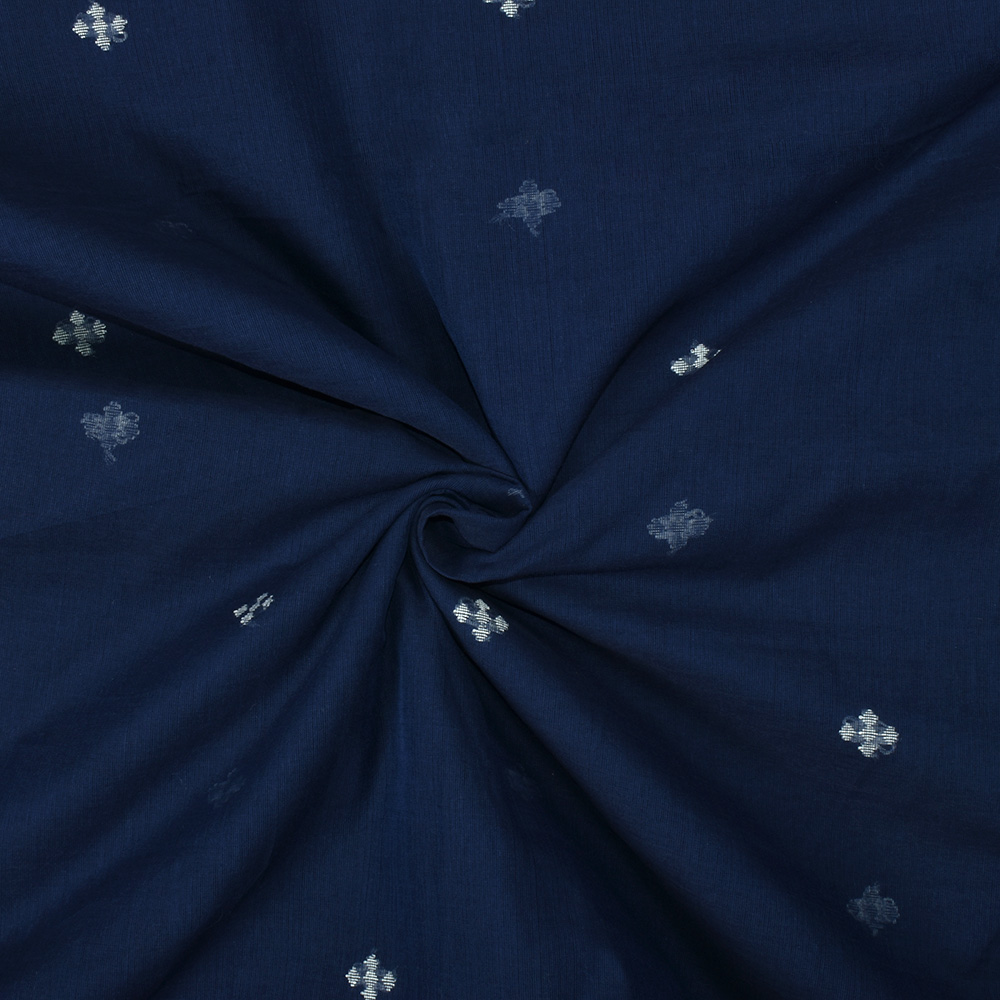 Geometric Blue Jamdani Pure Cotton 50 GSM Handwoven Fabric