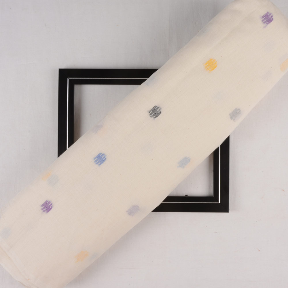 Geometric Cream Jamdani Pure Handwoven Cotton 55 GSM Fabric