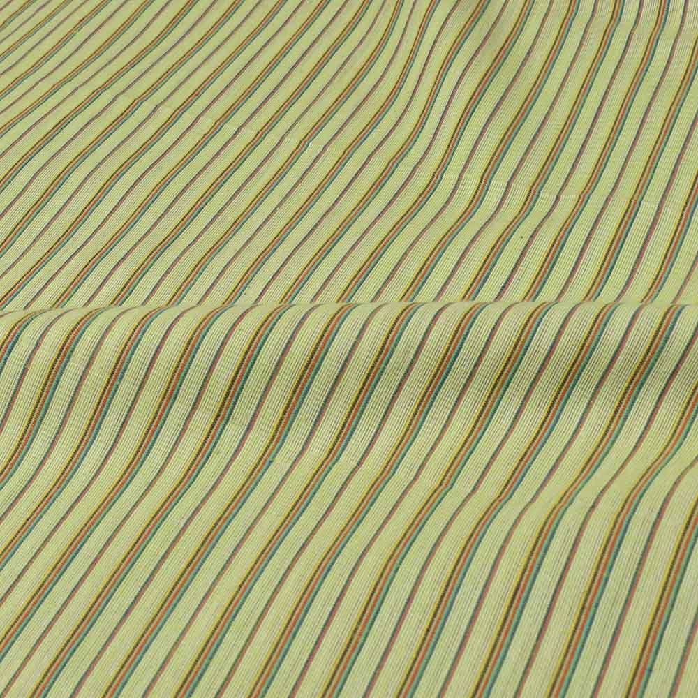 STRIPE LIGHT GREEN PURE COTTON 83 GSM HANDWOVEN FABRIC