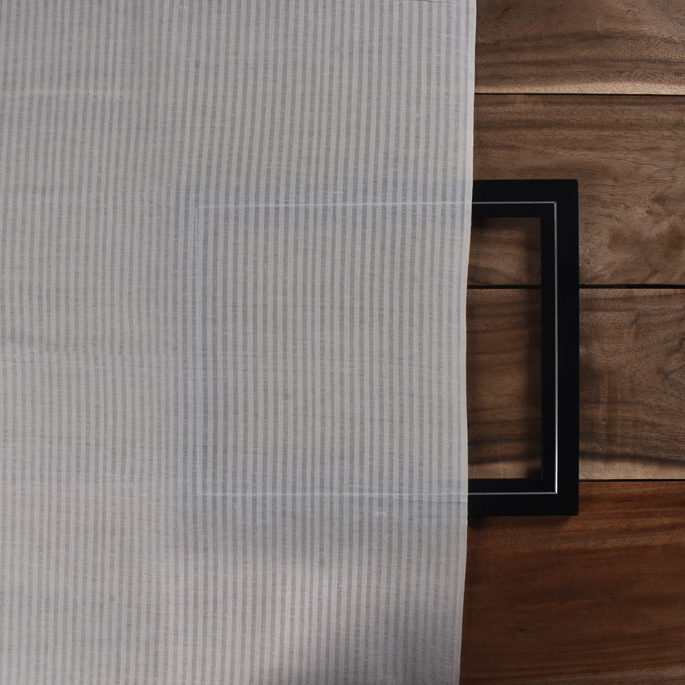 STRIPE CREAM COTTON & MULBERRY SILK BLEND 68 GSM HANDWOVEN FABRIC