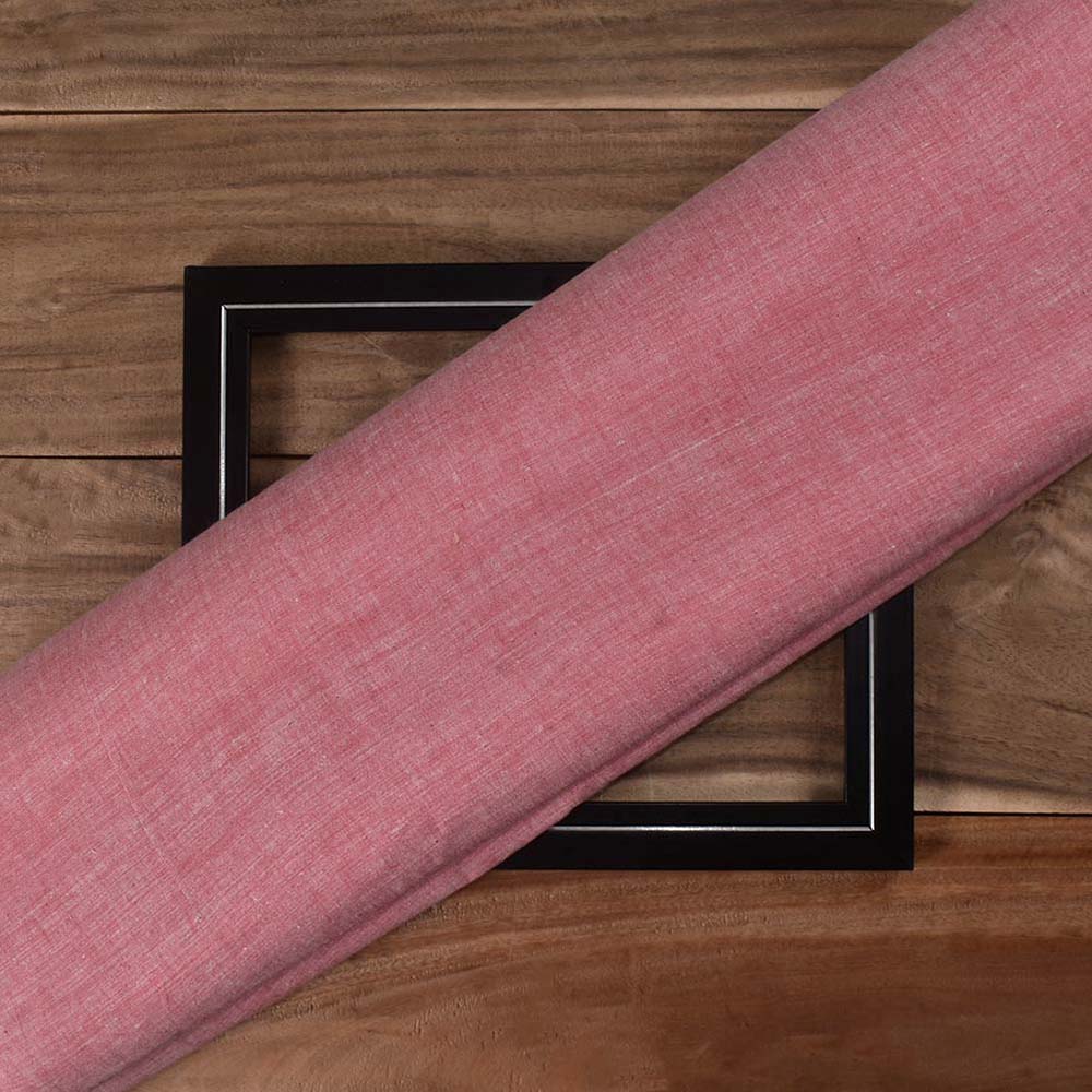 Chambray Light Red Khadi Cotton 105 GSM Handwoven Fabric