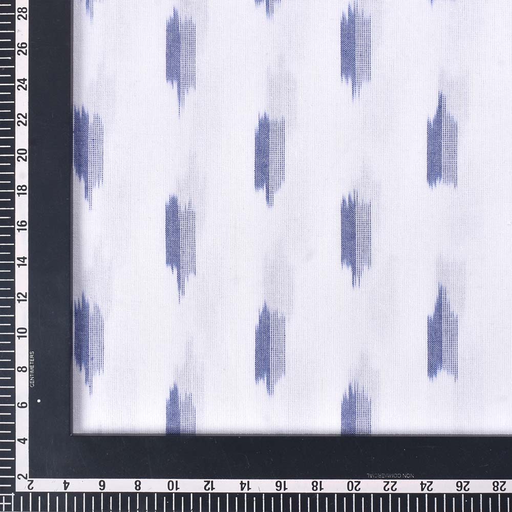WHITE IKKAT PURE COTTON 110 GSM HANDWOVEN FABRIC