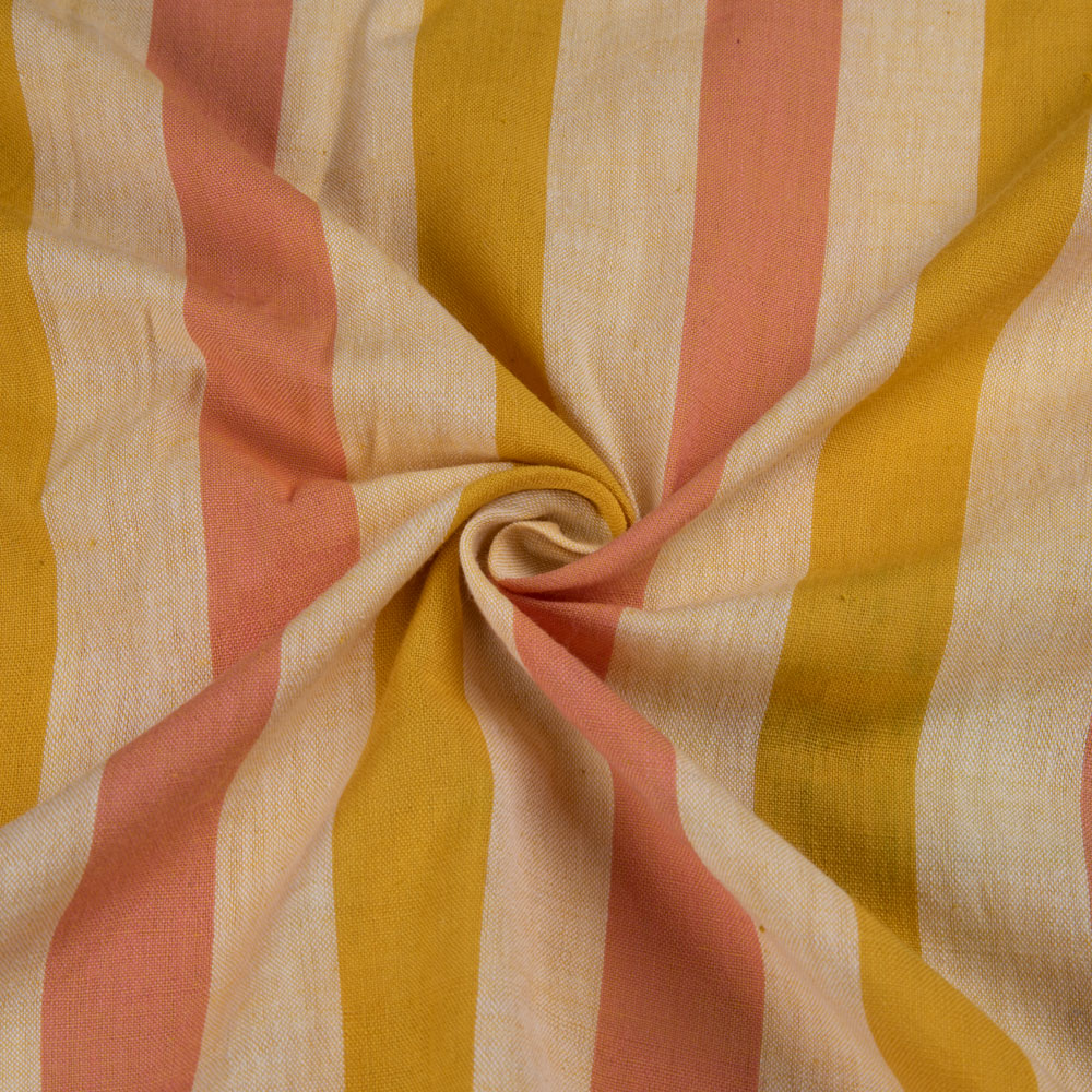 Stripe Orange & Pink Pure Cotton 92 GSM Handwoven Fabric 204