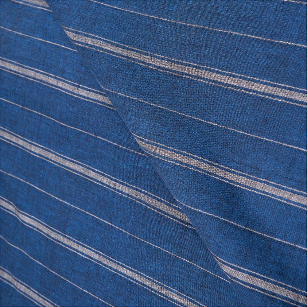 STRIPE BLUE PURE COTTON 97 GSM HANDWOVEN FABRIC