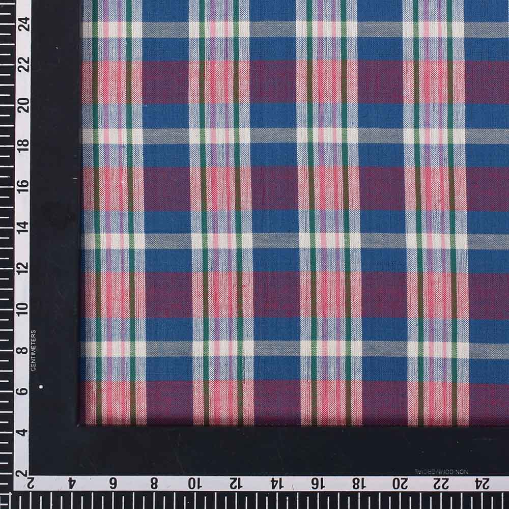 CHECK MULTICOLOR PURE COTTON 100 GSM HANDWOVEN FABRIC 563