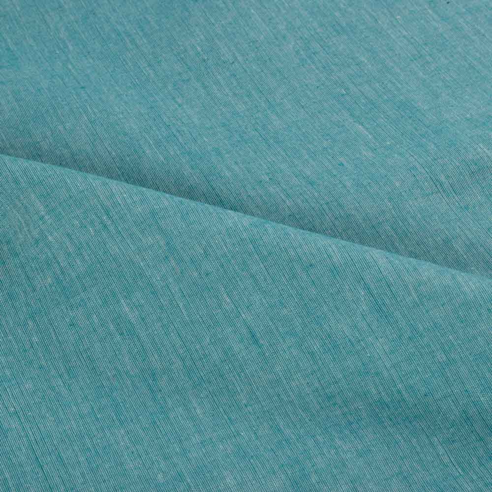 Chambray  GREEN Pure Cotton Handwoven Fabric 