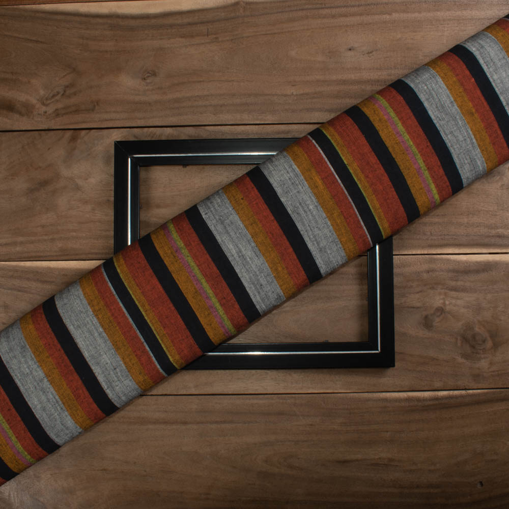 Stripe Multicolor Pure Cotton 95 GSM Handwoven Breathable Fabric