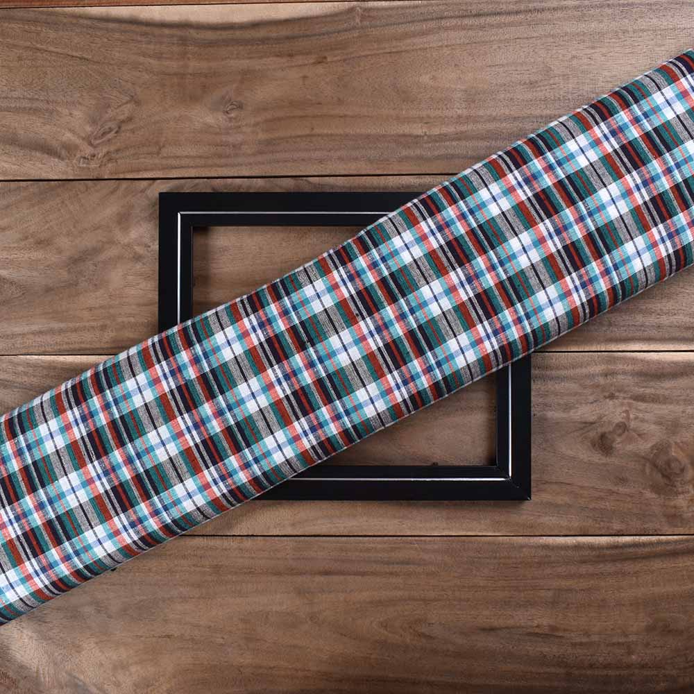 Check Multicolour Khadi Cotton 106 GSM Handwoven Fabric