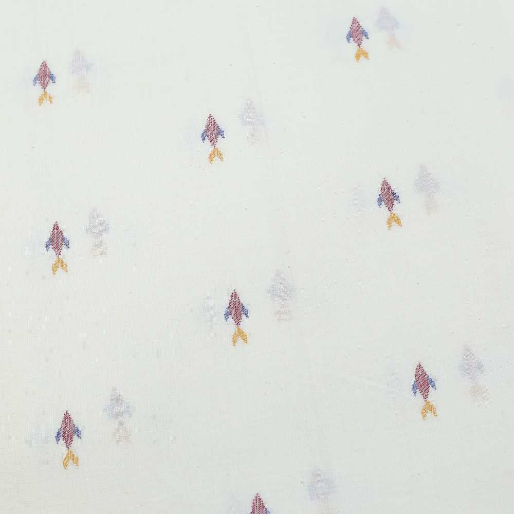 GEOMETRIC FISH CREAM JAMDANI PURE KHADI 118 GSM FABRIC