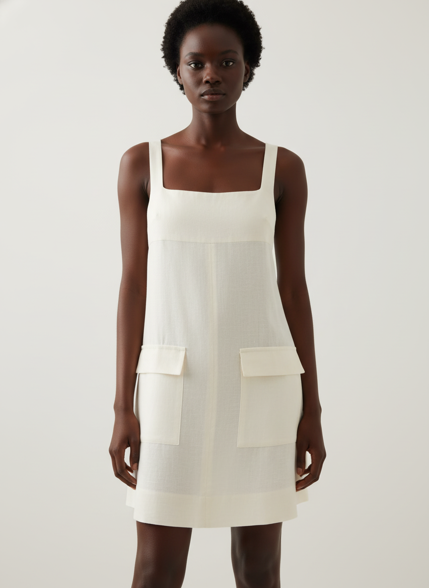 Sleeveless Shift Dress With Pockets