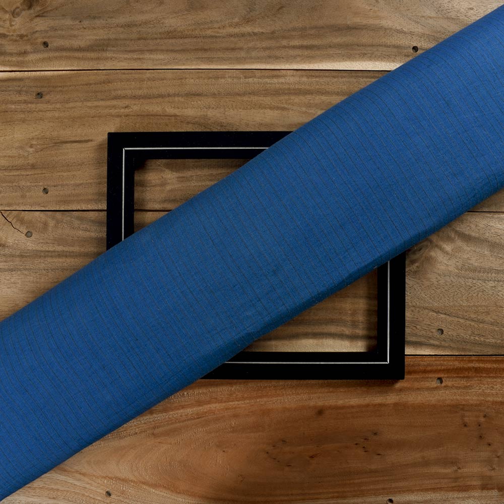 Stripe Blue Pure Cotton 74 GSM Handwoven Fabric P17