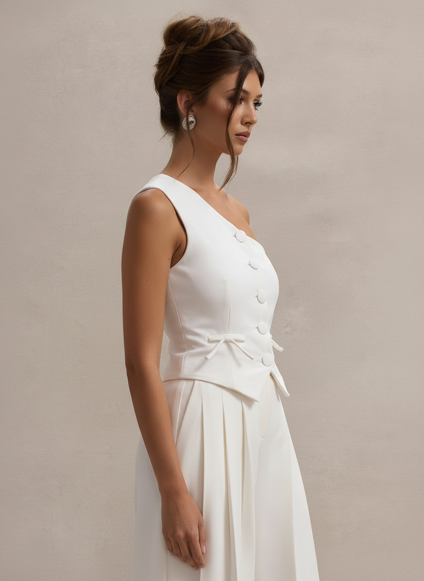 One Shoulder Buttoned Top