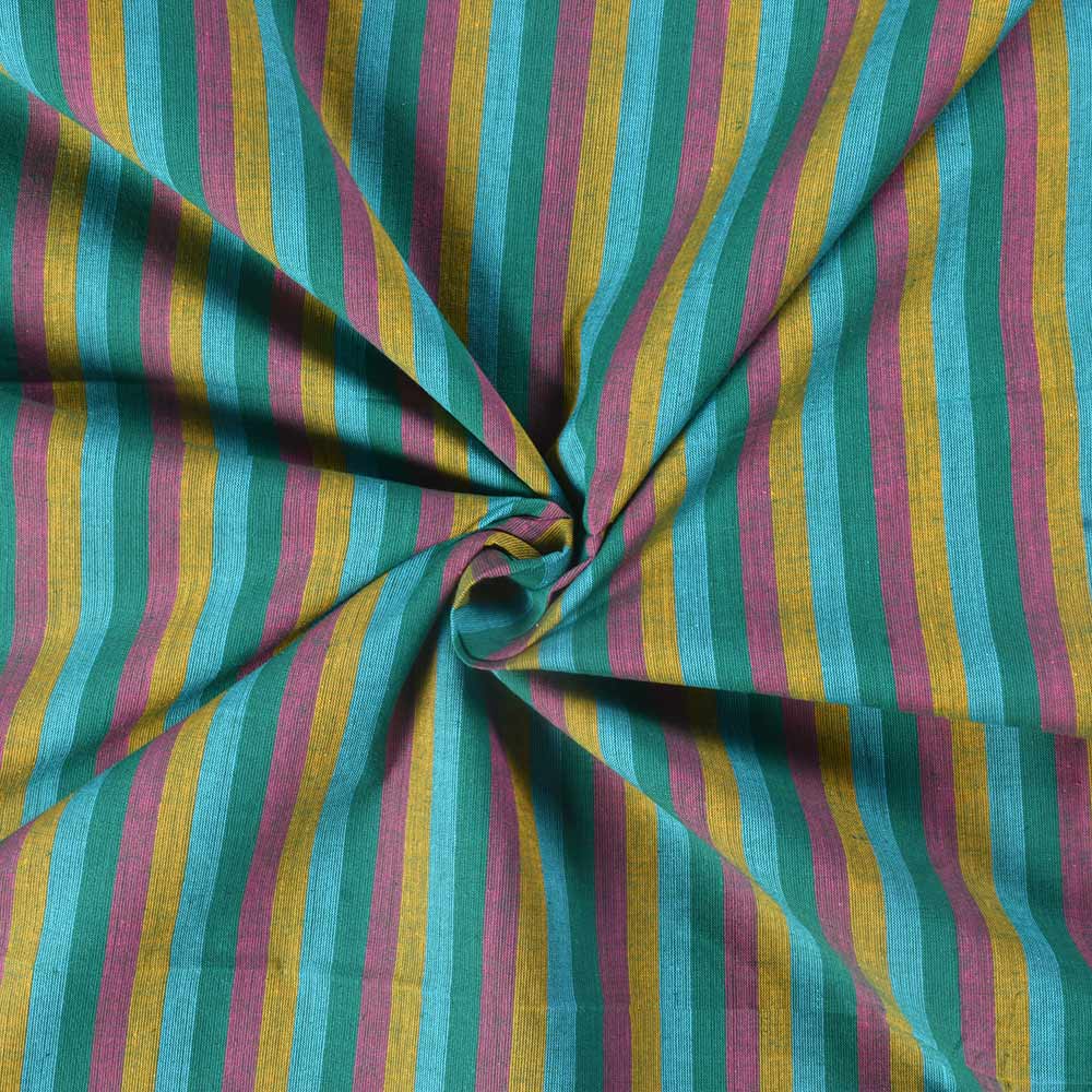 Stripe Multi Color Pure Cotton 80 GSM Handwoven Fabric 247