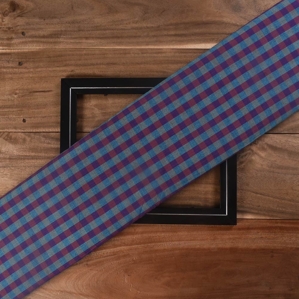 Check Multicolored Pure Cotton 98 GSM Handwoven Fabric